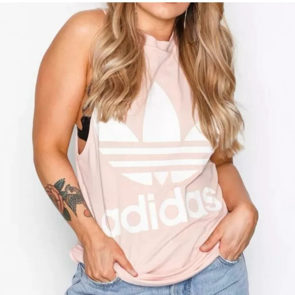 ADIDAS LN Blush Pink White Trefoil Tank